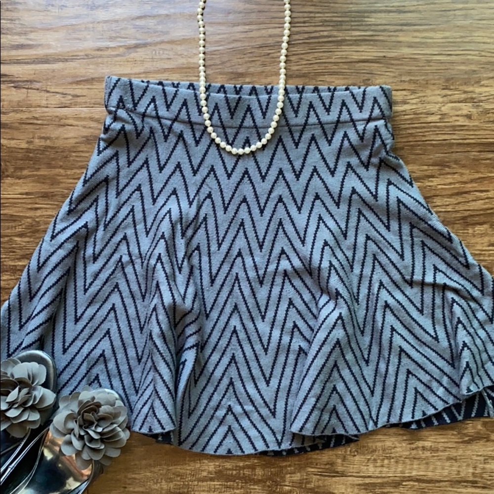 Chevron fit and flare skirt